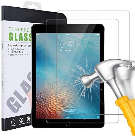 iPad Air 2 Screen Protector, New iPad 9.7 ( 2017) Glass Screen Protector, AndHot 2 Pack HD Clear Tempered Glass Screen Protector Film for iPad Air 2/ iPad Air/ iPad Pro 9.7/ iPad 9.7 inch
