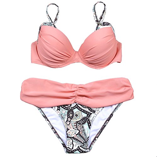 hannea ruched halter top push up sexy bikini set