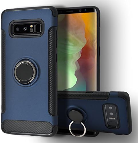 Galaxy Note 8 Case [Jimmy Bumper Series] Ring Holder Kickstand Function [360 Degree Rotating Ring ] Grip Case Ultra Slim Thin Hard, compatible with car mount Samsung galaxy Note 8 Cover (Navy)