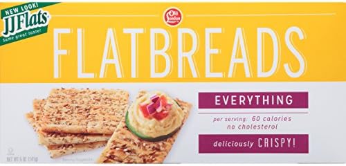 JJ Flats Flat Breads, Everything, 5 Ounce (Pack of 12) (Packaging May Vary)