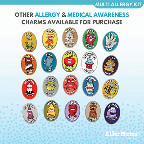 Food Allergy Bracelets for Kids Bright, Fun Medical Charm Kit Yellow