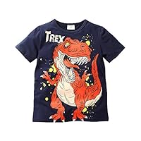 Sidkk Tshirt Boys Dinosaur Little Kid Short Sleeve 100% Cotton Tee (Black, 4t)