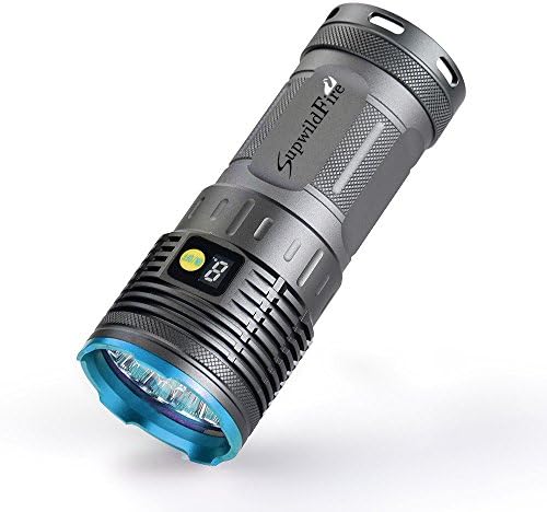 LED Tactical Flashlight, 1PC, Triskye Super Bright 25000 Lumens 9X Cree XM-L T6 3 Modes Waterproof Power Digital Display Torchlight Lamp With 4x18650 Rechargeable Batteries (Not Included) for Hunting