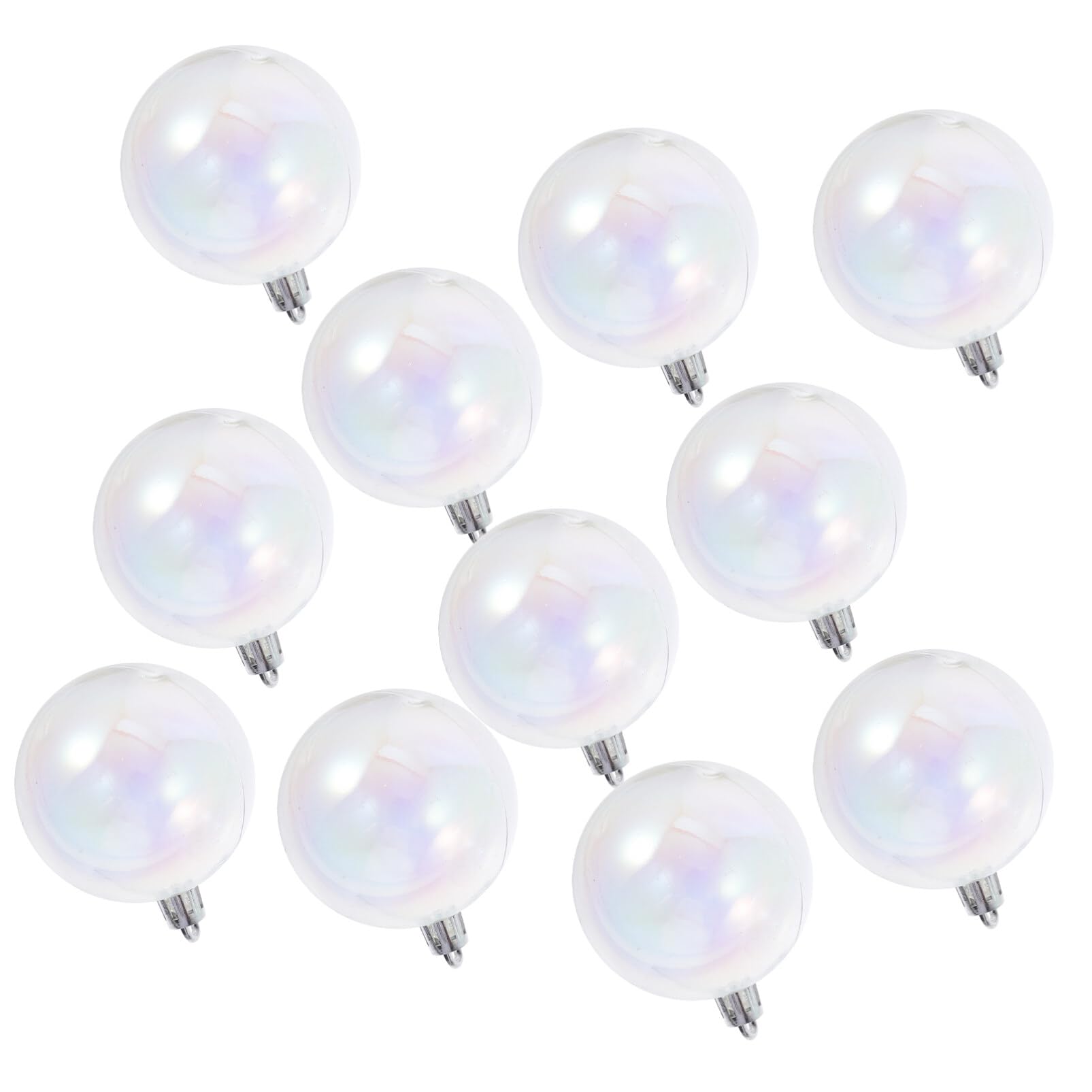 HOMSFOU Christmas Iridescent Ornaments Balls 12pcs Plastic Xmas Tree Hanging Baubles Christmas Tree Decorations Mini Round Rainbow Ball for Holiday Party 6x6cm