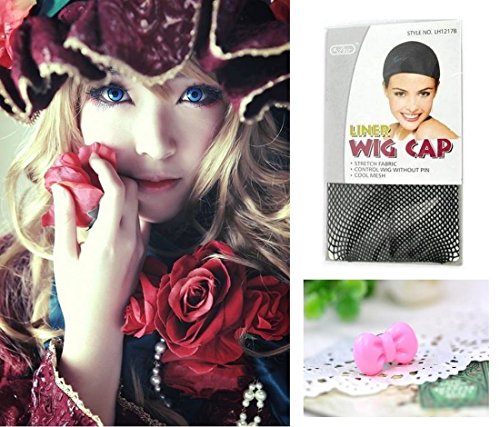 Lolita Doll 35cm Short Straight with Removable 65cm Long Curly Pigtail +Wigs Cap (65cm, Light Gold)