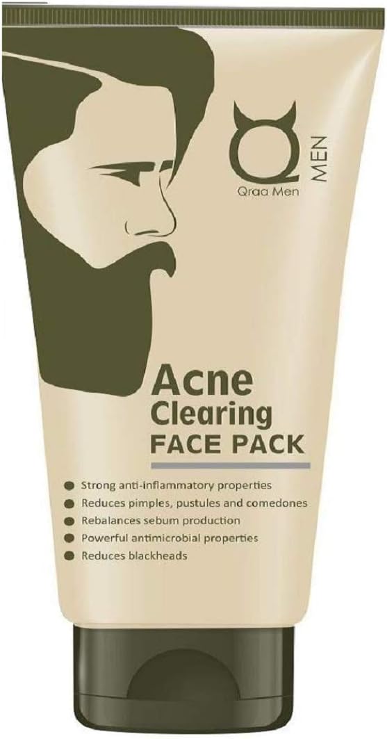 Qraa Acne Clearing Face Pack for Men with Turmeric & Tea Tree Oil | Prevents and clears pimples 100gm