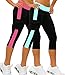 iLoveSIA 2PACK Women's Capri YOGA Running Pants Leggings Sky Blue+Rose M