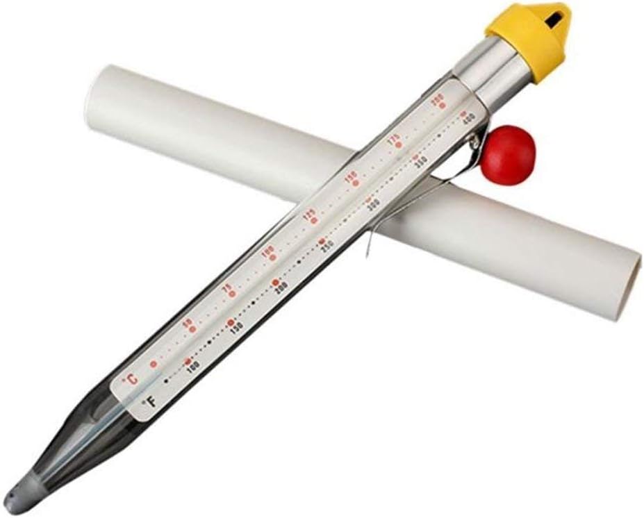 Wewin Food-safe Kitchen Temperature Read Stick, Candy and Deep Fry Glass Thermometer Cooking Jam Sugar Candy 8-inch with Case White