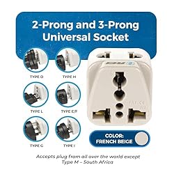 Orei Grounded Universal 2 in 1 Plug Adapter Type D
