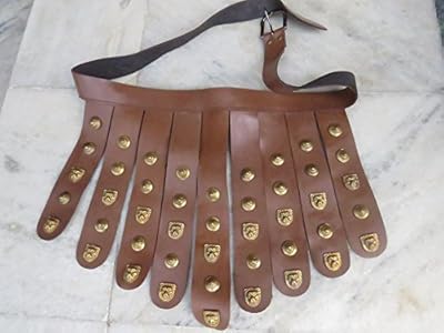 Handmade Roman Brown Leather Belt Brass Fittings