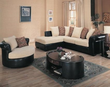 Amazon Com Chaise Sectional With A Three Pillow Combo Fabric