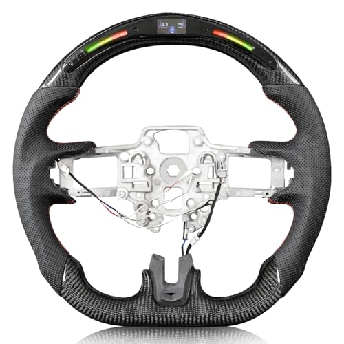 TESFEEL Carbon Fiber Steering Wheel with Heated with Led for Mustang ...