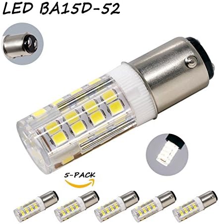 LED BA15D Light Bulbs Double Contact Bayonet Base B15D 4w 40W Equivalent 120 Volts Daylight 6000K 500Lm T3/T4/C7/S6 Base JD Car Bulb,Dimmable (Pack of 5)