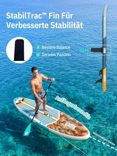 Stand up Paddling Board mit Sitz und Allem Zubehör, 320cm Paddleboard für Aller Fähigkeitsniveaus, SUP Board 200kg Tragkraft für 2 Personen, Standup Paddle Board for Adults