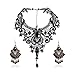 Eternity J. Elegant Vintage Black Lace Victorian Lolita Gothic Pendant Choker Necklace Earrings Set