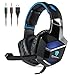 [PS4 New Xbox One Gaming Headset] EasySMX Stereo Gaming Headset USB and 3.5mm Audio Connector Wired Over-ear Gaming Headset with Hidden Mic Breathing LED Light for PC/PS4/New Xbox One (Black-Blue)