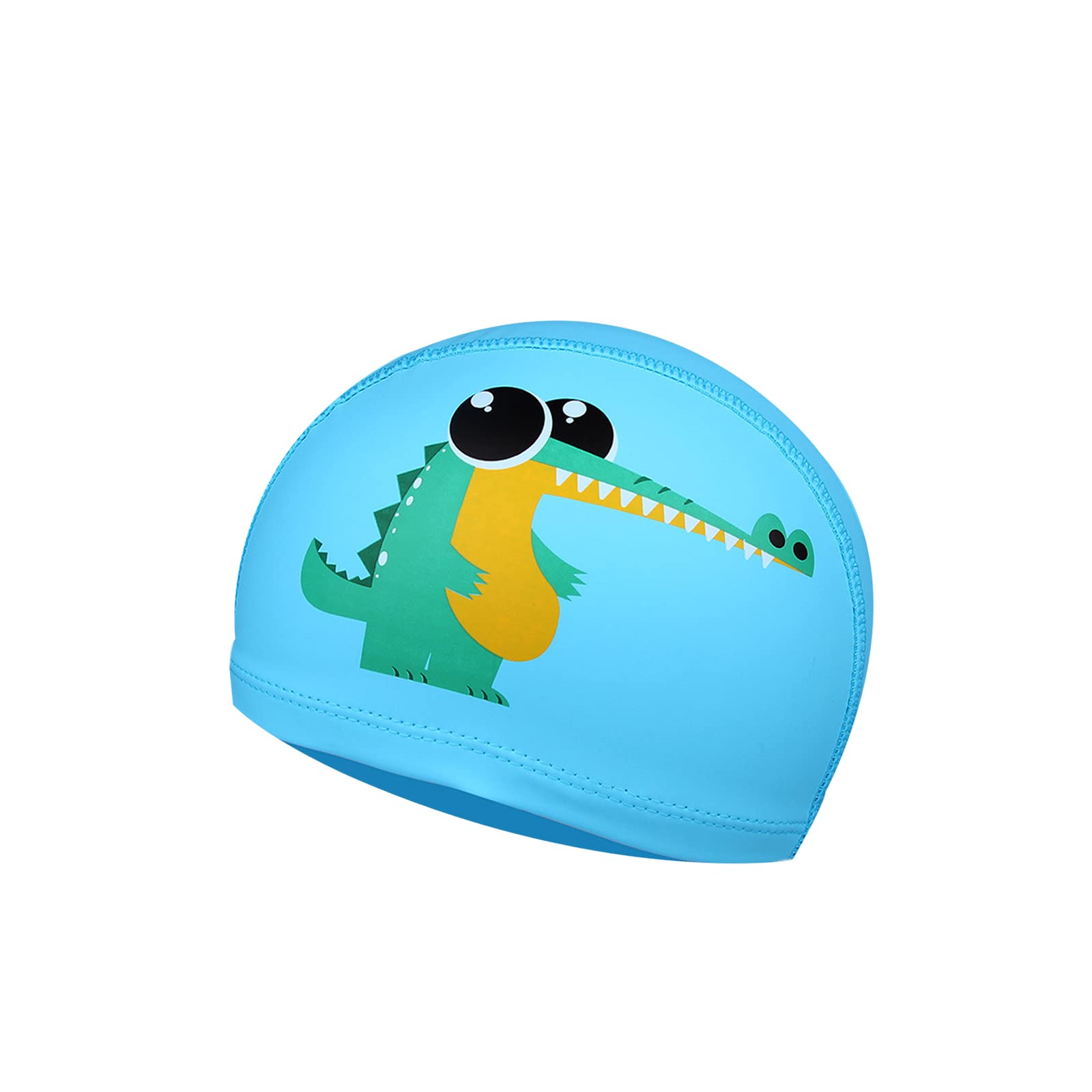 Swimming Cap Kids - Swim Cap for Girls Boys, Comfortable Swim Hat, Stretchy Swimming Hat Teens for Age 4-10 (Sky Blue, Crocodile)