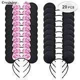 Picoway Mouse Ears Solid Black & Pink Bow Headband Set of 20