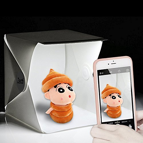 Zecti Mini Studio Photo avec LED Tente cube pliable 24x22x24cm Studio Photo avec 2 Fonds(Blanc,Noir)