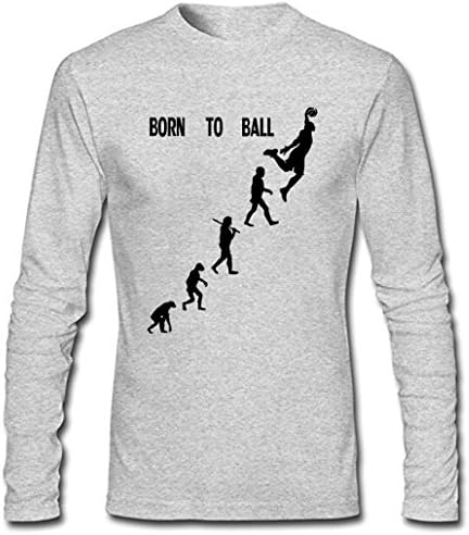 Men's The Evolution of Basketball Funny Long Sleeve Shirt (Grey,XXL)