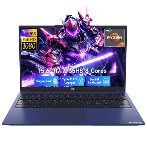 NIMO 15.6" AI-Light-Gaming-Laptop AMD Ryzen 7 7735HS 8GB DDR5 256GB SSD