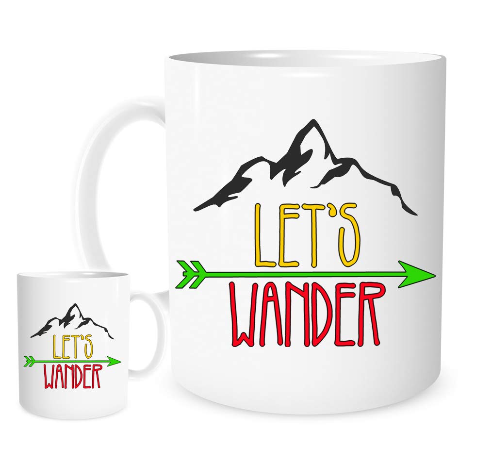 Let’s Wander Adventure Mug – Travel & Hiking Inspired Coffee Cup with Mountain Design – Outdoor Explorer Gift for Campers, Backpackers & Nature Lovers