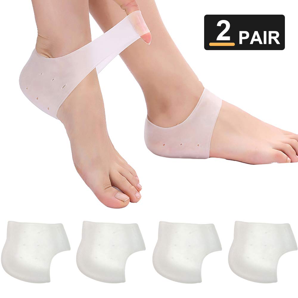 FIBOUND 2 Pairs Plantar Fasciitis Heel Cushions Foot Sleeves Gel Heel