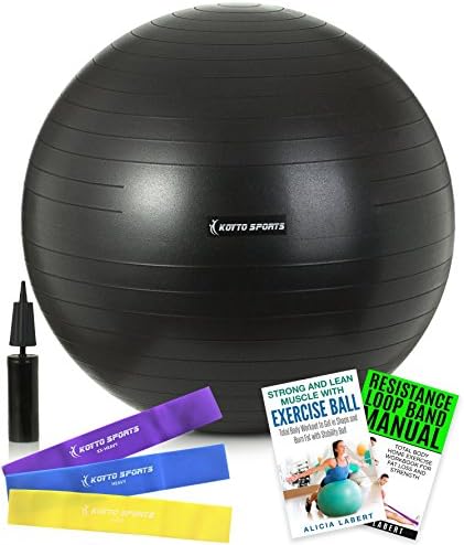 Exercise Ball – 75 cm Stability Ball with Hand Pump, Exercise E-Book and Bonus Resistance Loop Bands for Yoga, Pilates and Core Training