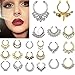 Maggie 11Pcs Fake Septum Clicker Nose Ring Rhinestone Non Piercing Hanger Clip Body Jewelry