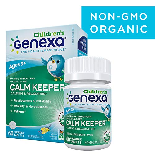 Genexa Homeopathic Calming Aid Tablets for Children: Natural, Certified Organic, Physician Formulated, Non-GMO. Relaxation, Restlessness & Concentration Supplement for Children (60 Chewable Tablets)