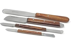 IMED SCIENTIFIC Dental Mixing Knives Fahen Mixing Spatula Modeling Alginate Carver Restorative Lab Instruments Made of Stainless Steel Comes in Wooden Handle - 4 Pcs Set