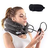 KLASVSA™ Inflatable Cervical Neck Traction Device Neck Massager & Collar & Brace - Neck Shoulder Pain Relief Cervical Pillow With Collar ,Brown