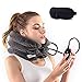 Maldora Cervical Neck Traction Device for Instant Neck Pain Relief ✮ Inflatable & Adjustable Neck Stretcher Pillow for Home Traction Spine Alignment (Grey) ✮ FDA Registered ✮ Bonus Sleep Mask