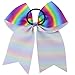 Myamy 7.5 in Large Rainbow Cheer Hair Bows Cheerleading Elastic Pony Tail For Teens Girls Kids 12pcs