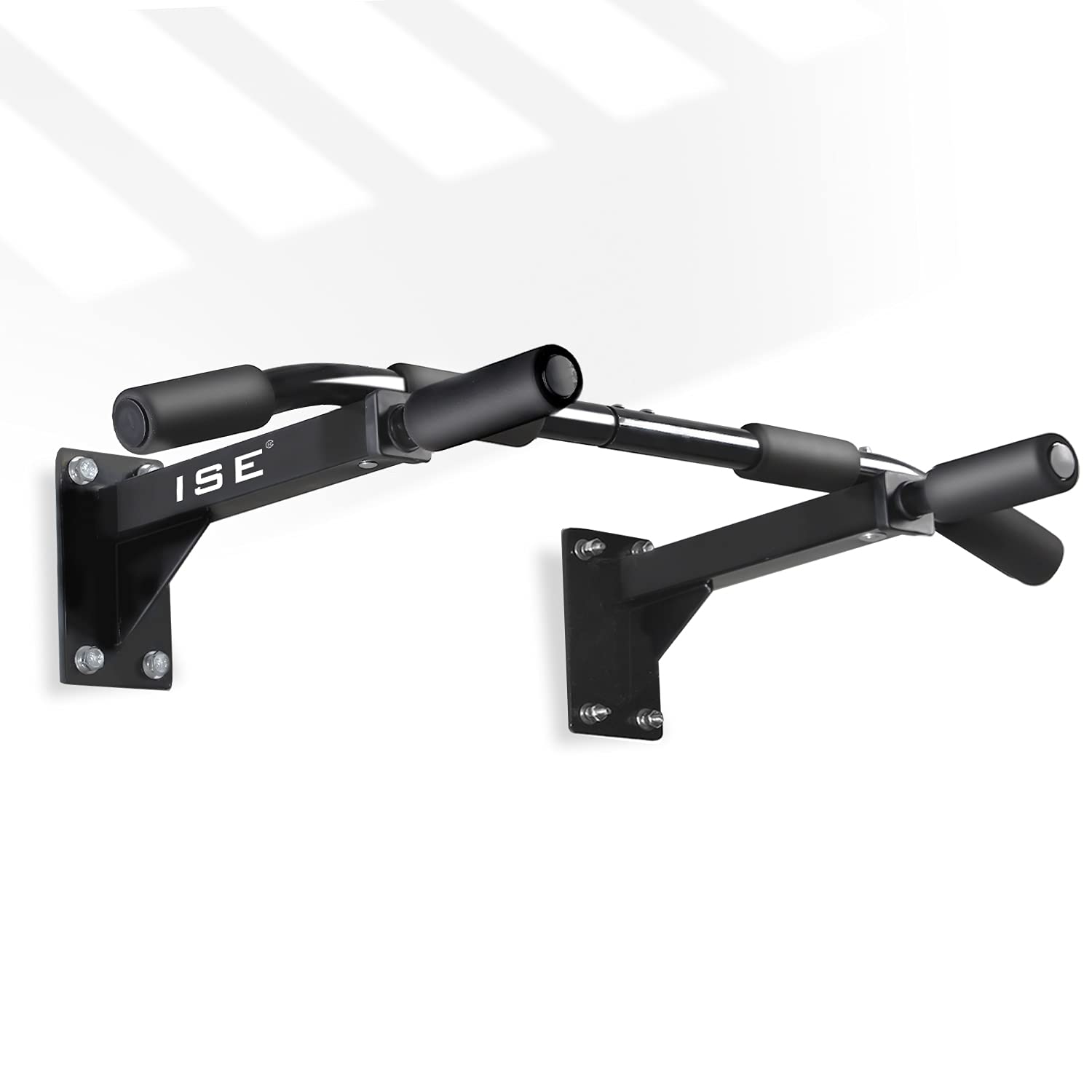 ISE Pull Up Bar, Multifunction Fitness Wall Mounted Pull Up Bar, Chin Up Bar with Non-Slip Handles Home Gym, Strength Training Equipment, Max. 120KG, SY-165