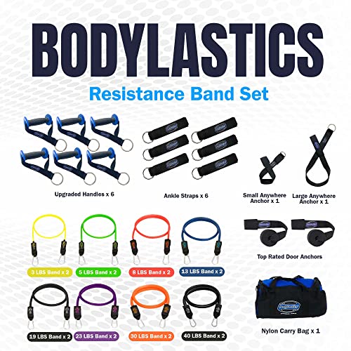 Bodylastics Resistance Band Set, 16 Resistance Bands for Working Out