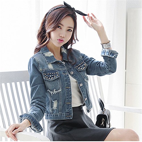 Missc Womens Casual Winter Rivet Ripped 