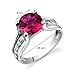 PEORA Created Ruby Cathedral Solitaire Ring for Women 925 Sterling Silver, 2.50 Carats Round Shape 8mm, Size 7