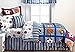 Boys Sports Patch Football Basketball Soccer Balls Baseball Blue Reversible Comforter Set (Full Size 8pc Bed in A Bag)
