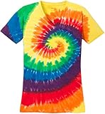 Koloa Surf(tm) Ladies Colorful Tie-Dye V-Neck T-Shirt-Rainbow-S