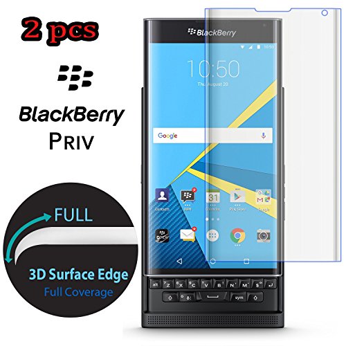 BlackBerry Priv Tempered Glass Screen Protector (2 Pack), Stouch 3D Full Cover Tempered Glass Screen Protector for BlackBerry Priv Full Body Skin/ Anti-Scratch/Anti-Bubble (Clear 3D)