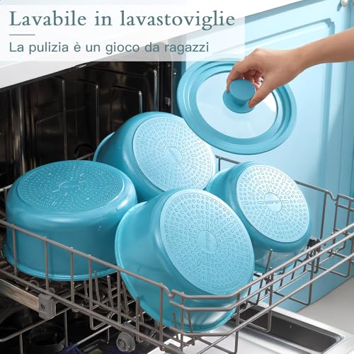 GiPP 21 Piece Non-Stick Frying Pan Set with Removable Handles, Blue | Suitable for Induction, Gas,Ceramic,Electric,Aluminium,Healthy Kitchen for Motorhomes,Toxin Free,Oven/Dishwasher Compatible