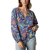 Velvet by Graham & Spencer Women's Camryn Printed Cotton Lace Button Up Shirt