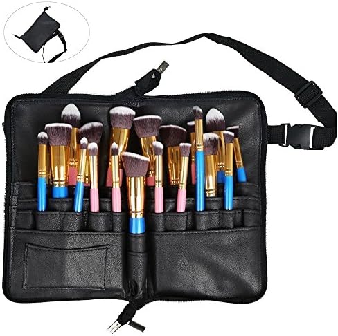 Professional Makeup/Cosmetic Brush Bag/Case,OR Pure Portable Cosmetic Brush Holder Organizer with Artist Belt Strap PU Leather Christmas Gift (30 Pockets)