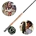 PLUSINNO Fly Fishing Rod and Reel Combo, 4 Piece Lightweight Ultra-Portable Graphite Fly Rod 5/6 9’ Complete Starter Package with Carrier Bag