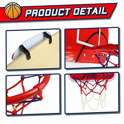 WISHTIME Basketball Hoop for Kids (15"x11.5") Over The Door Mini Basketball Backboard Goal Indoor Toys Set for Toddlers Youth Boys Girls Office Wall Sport Toys with Ball Pump Family Game Party Favor