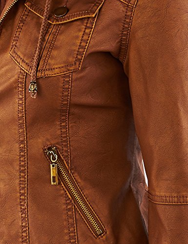 Made By Johnny MBJ Womens Faux Leather Motorcycle Jacket with Hoodie - Image 6