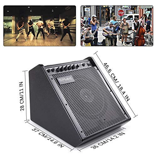 Coolmusic 100W Bluetooth Personal Monitor Electronic Drum Amplifier Dual Channel Speaker with 3-band EQ - Thumbnail 7