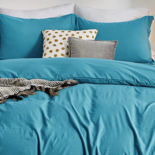 Bedsure Teal Duvet Cover Queen Size Soft Prewashed Queen Duvet Cover