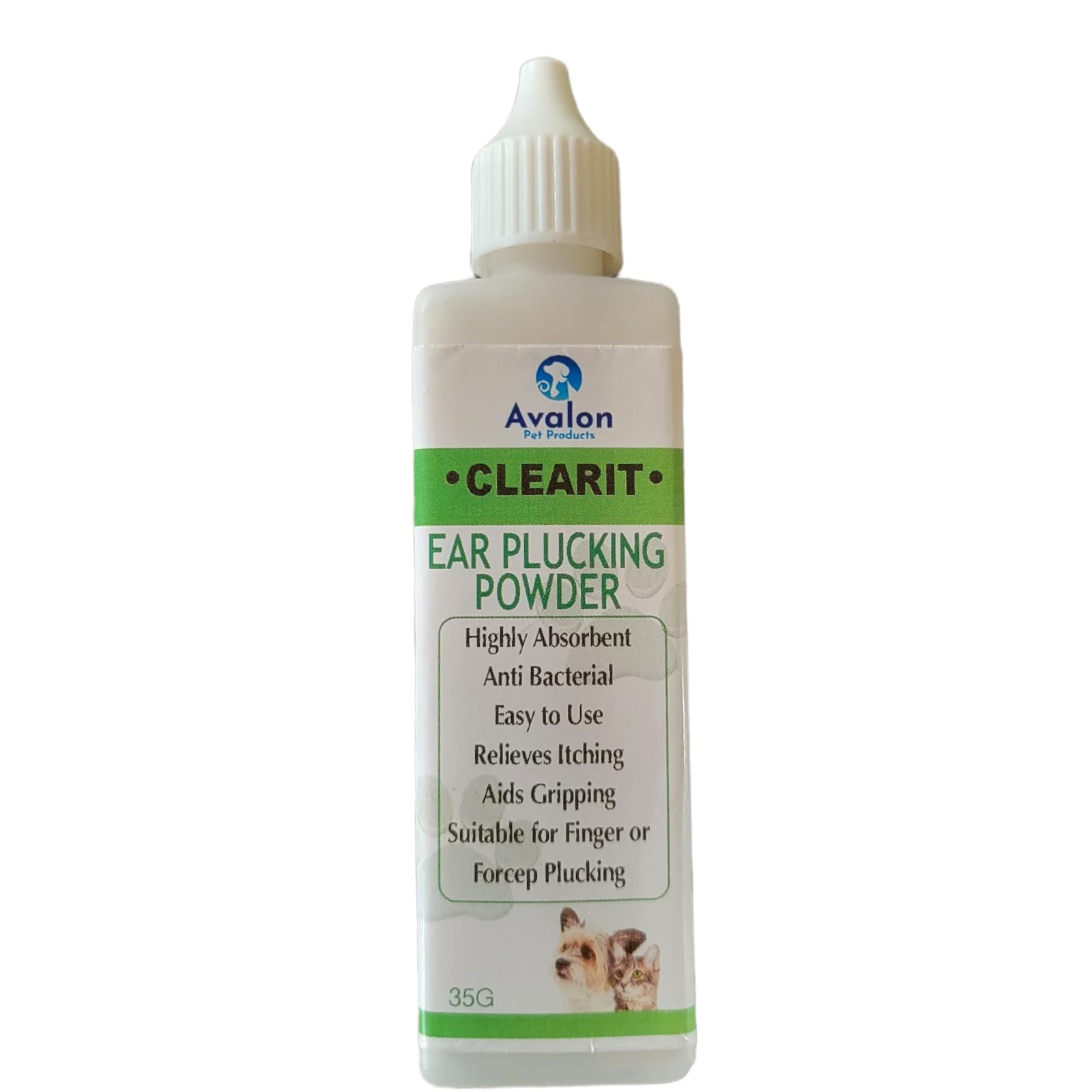 AVALON CLEARIT Dog Ear Plucking Powder 35g – Grooming Powder for Easier Ear Hair Removal – Improves Grip for Easier Plucking – Anit Bacterial & Anti Fungal - Helps Keep Ears Dry, Fresh & Clean